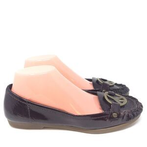 Kors Michael Kors Women’s Patent Leather Flats Size 9.5 Peace Sign Burgundy